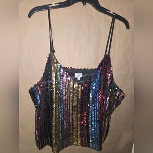 Madison & Berkeley Sequin Strappy Top - Red, Gold, Blue